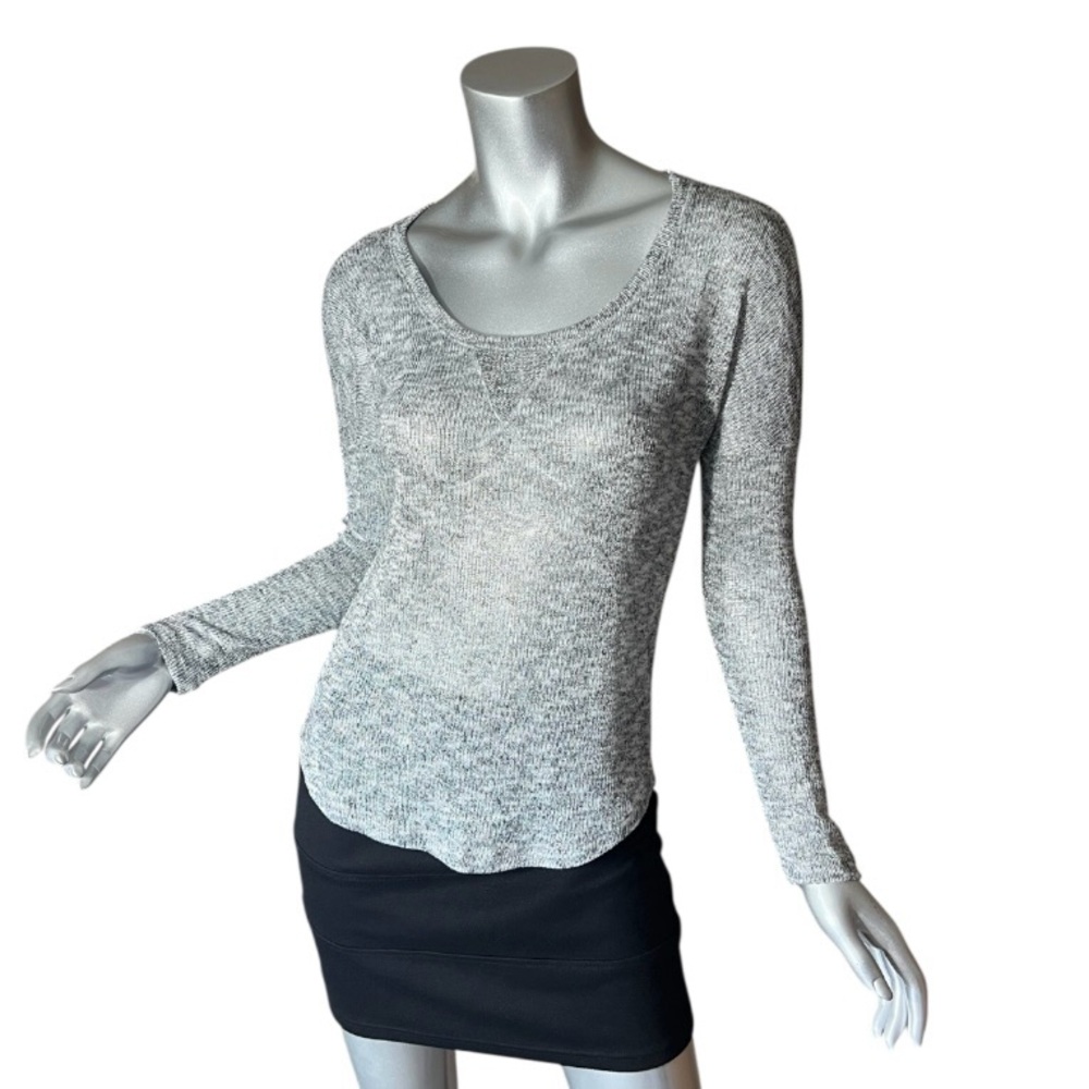 Splendid Women’s XS Sheer Sweater Lightweight Long Sleeve Metallic Grey Top USA